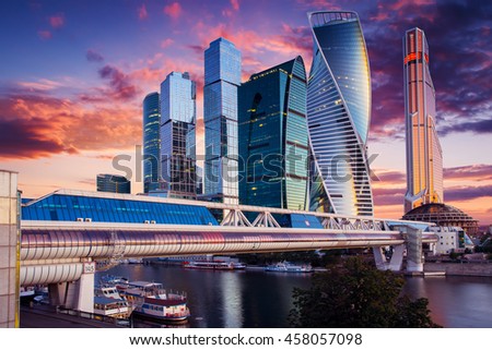 Moscow-city, Russia. Moscow International Business Center. at sunset Royalty-Free Stock Photo #458057098