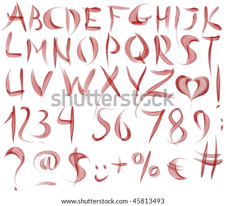 Red watercolour Alphabet