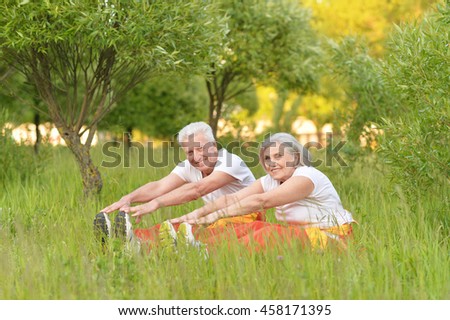 fit senior couple exercising