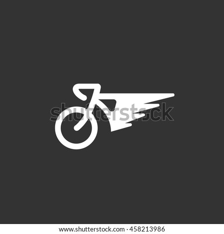 Bicycle vector logo isolated on a black background. Icon silhouette design template. Simple symbol concept in flat style. Abstract sign, pictogram for web, mobile and infographics