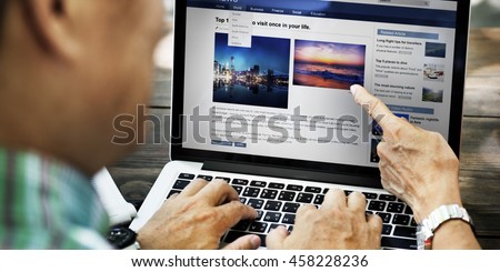Webapge News Feed Internet Blog Laptop Concept Royalty-Free Stock Photo #458228236