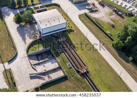 aerial view of sewage treatment plant in Nysa city in Poland