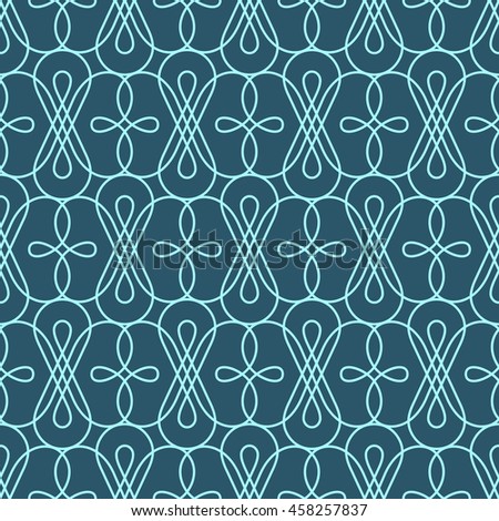 Vector seamless pattern. Floral linear background. Ornamental decorative blue illustration for print, web