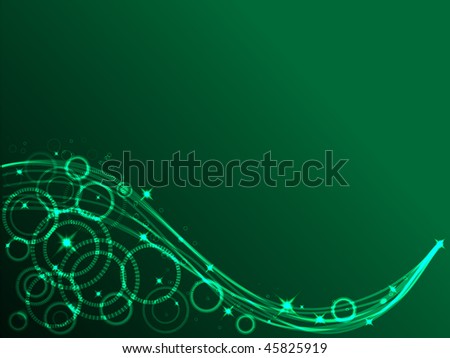 Abstract figures and smooth lines on green background