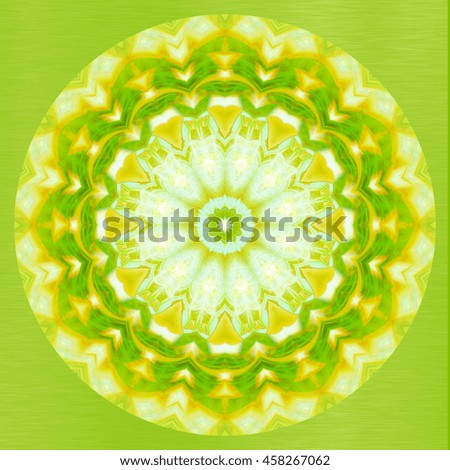 Lime green lemon yellow  flower floral  kaleidoscope twist twirl oval circle wheel background backdrop pattern unique
