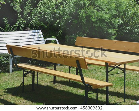 Beer bench set table and bench with backrest