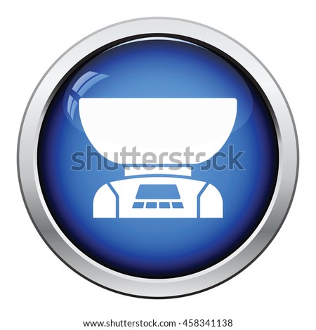 Kitchen electric scales icon. Glossy button design. Vector illustration.