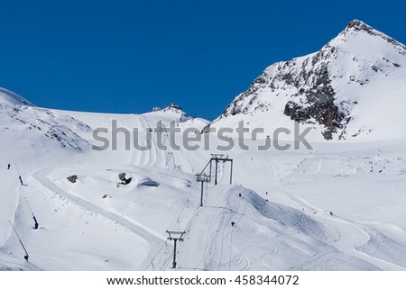 Alps in Matterhorn Switzerland is famous place and slope for skier who like extreme sport