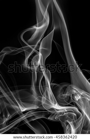 Abstract art. black smoke on white background.