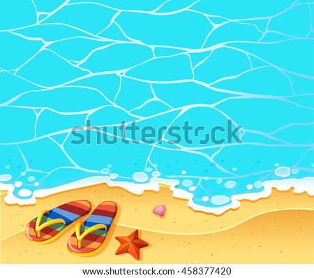 Nature scene with sandles on the beach illustration