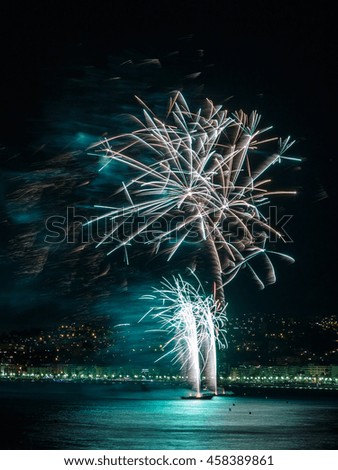 Fireworks on Day celebrations July 14 in Nice