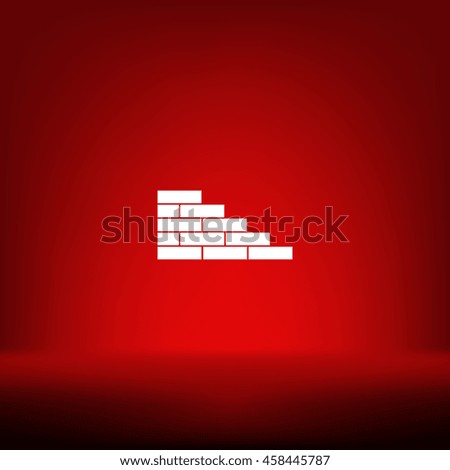 Flat paper cut style icon of brickwork fragment. Vector illustration