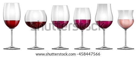Different sizes of wine glasses illustration