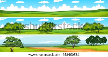 Scene with trees in the field illustration