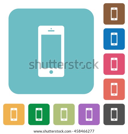 Flat cellphone icons on rounded square color backgrounds.