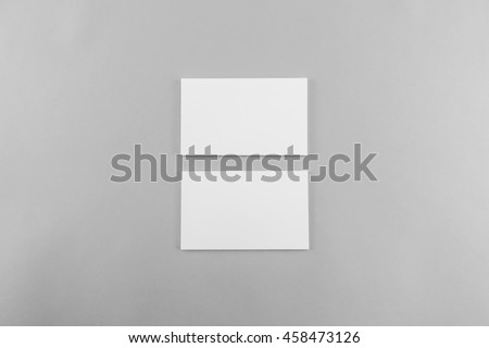 Blank business card, postcard with soft shadows. Royalty-Free Stock Photo #458473126