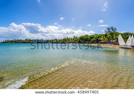 Mauritius beach. Tropical Mauritius island water & beach resort, Turtle Bay - Balaclava