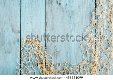 Marine Network on blue boards, flat lay