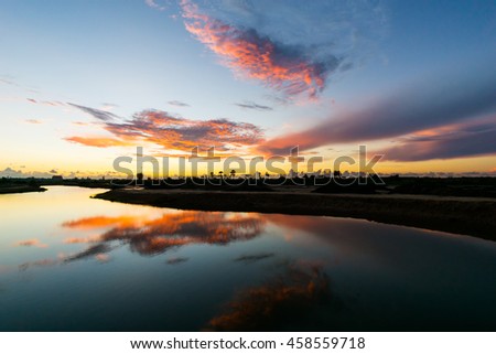 beautiful sky and cloud with reflection