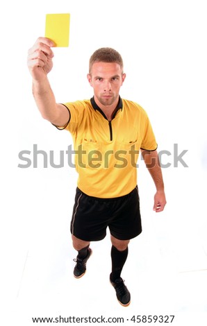 a football judge with yellow card