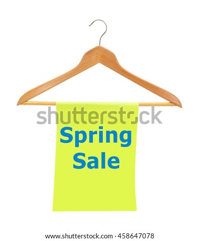 Wood Hanger Spring Sale Sign isolated on white background