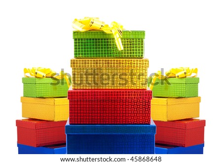 Colour gift boxes isolated on a white background