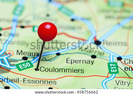 Coulommiers pinned on a map of France
