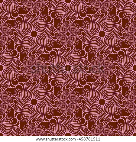 Seamless creative hand-drawn pattern of stylized flowers in pale pink and brown colors. Vector illustration.