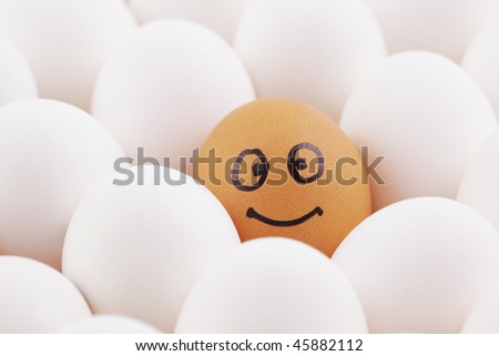 Smiling egg looks at you