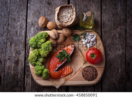 Cholesterol diet, healthy food for heart. Selective focus Royalty-Free Stock Photo #458850091