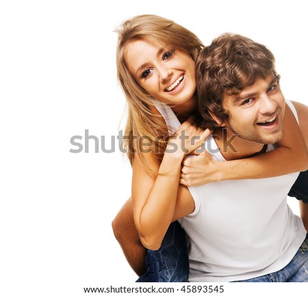Beautiful young couple in casual clothing Royalty-Free Stock Photo #45893545