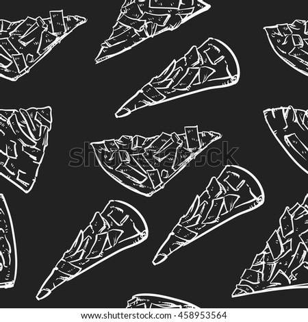 Pizza slice pattern on a black background.