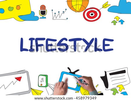 Lifestyle your Way of Life Habits Situation Culture up to you businessman work on white broad, top view