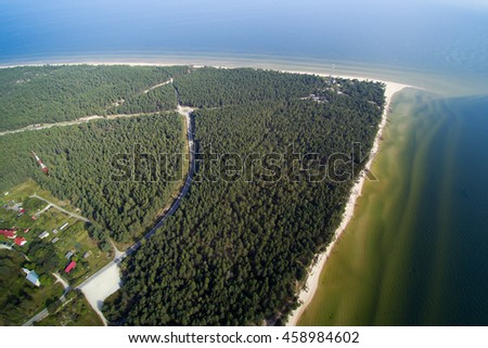 Aerial view of Kolka cape, Baltic sea, Latvia.