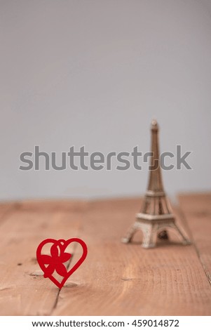 Eiffel Tower and hearts on Valentine's Day