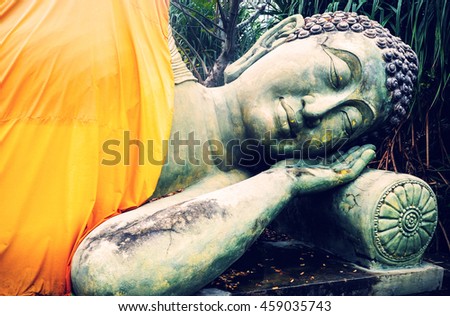 Sleeping Buddha. Temple of Buddha in Buriram, Thailand