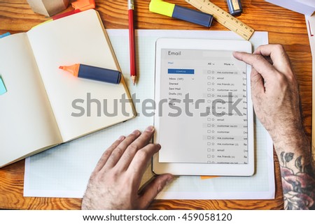 Tablet Emails Book Workspace Concept