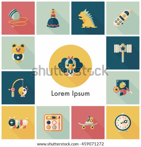 Children's toy icons set