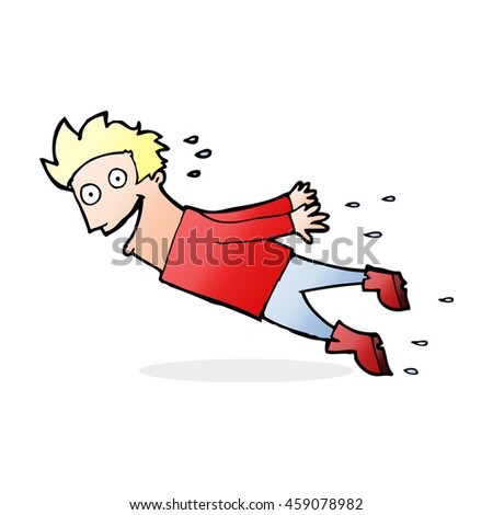 cartoon drenched man flying