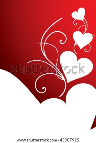 white hearts on red background,vector