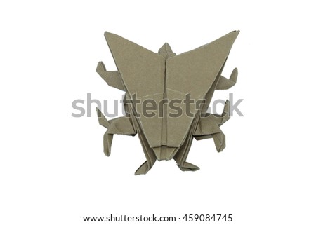 brown origami beetle beautiful simple six legs have wings made by one paper without cutting or tear