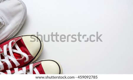 Red and white shoes
