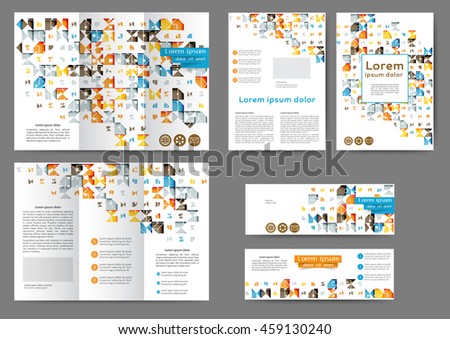 Set of color abstract brochure template with geometric elements 
