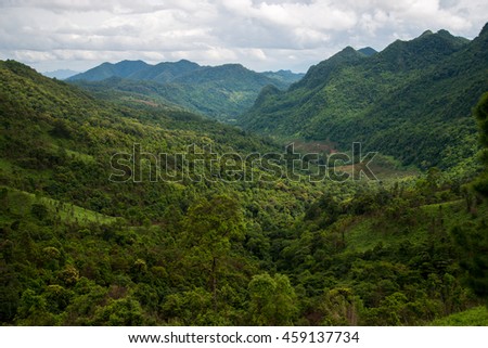 View of mountain forest landscape in northern Thailand.