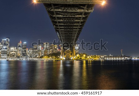 Under the bridge, Harbour Bridge at night, Sydney Australia