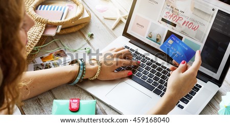 Summer Beach Holiday Online Shopping Concept Royalty-Free Stock Photo #459168040