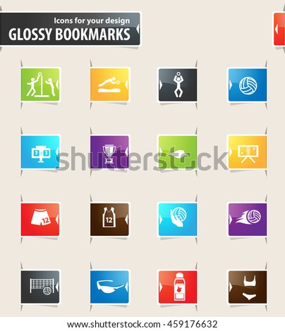 Volleyball vector bookmark icons for your design