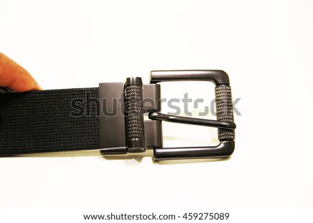  Black leather belt on hand