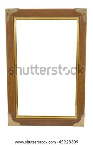  wooden frame for painting or picture on white background with clipping path
