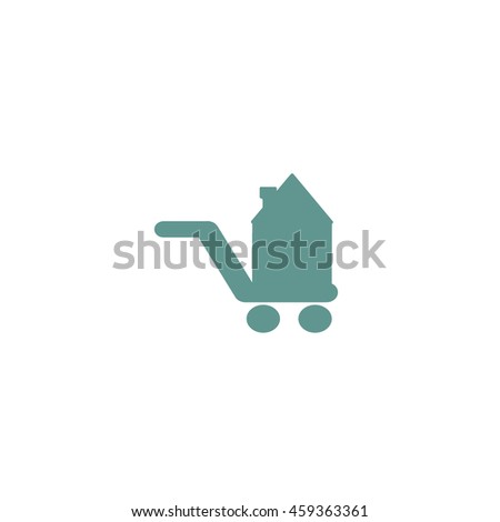 brick house, shopping cart, icon